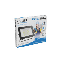 Прожектор Gauss Elementary 100W 9500lm 6500К 175-265V IP65 черный LED 1/4 Прожектор Gauss Elementary 100W 9500lm 6500К 175-265V IP65 черный LED 1/4
