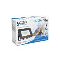 Прожектор Gauss Elementary 30W 2700lm 6500К 200-240V IP65 черный LED 1/10 Прожектор Gauss Elementary 30W 2700lm 6500К 200-240V IP65 черный LED 1/10