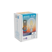 Лампа Gauss Smart Home Filament А60 6,5W 806lm 2000-6500К E27 изм.цвет.темп.+дим. LED 1/10/40 Лампа Gauss Smart Home Filament А60 6,5W 806lm 2000-6500К E27 изм.цвет.темп.+дим. LED 1/10/40