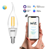 Лампа Gauss Smart Home Filament СF35 4,5W 495lm 2000-6500К E14 изм.цвет.темп.+дим. LED 1/10/40 Лампа Gauss Smart Home Filament СF35 4,5W 495lm 2000-6500К E14 изм.цвет.темп.+дим. LED 1/10/40