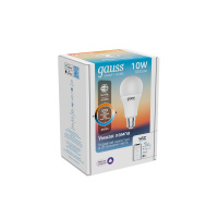 Лампа Gauss Smart Home A60 10W 1055lm 2700-6500К E27 изм.цвет.темп.+диммирование LED 1/10/40 Лампа Gauss Smart Home A60 10W 1055lm 2700-6500К E27 изм.цвет.темп.+диммирование LED 1/10/40