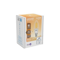 Лампа Gauss Smart Home Filament С35 4,5W 495lm 2700К E14 диммируемая LED 1/10/40 Лампа Gauss Smart Home Filament С35 4,5W 495lm 2700К E14 диммируемая LED 1/10/40