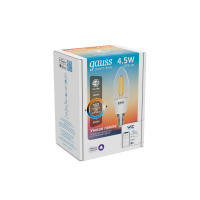 Лампа Gauss Smart Home Filament С35 4,5W 495lm 2000-6500К E14 изм.цвет.темп.+дим. LED 1/10/40 Лампа Gauss Smart Home Filament С35 4,5W 495lm 2000-6500К E14 изм.цвет.темп.+дим. LED 1/10/40