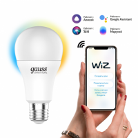 Лампа Gauss Smart Home A60 10W 1055lm 2700-6500К E27 изм.цвет.темп.+диммирование LED 1/10/40 Лампа Gauss Smart Home A60 10W 1055lm 2700-6500К E27 изм.цвет.темп.+диммирование LED 1/10/40