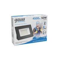 Прожектор Gauss Elementary 50W 4500lm 6500К 200-240V IP65 черный LED 1/10 Прожектор Gauss Elementary 50W 4500lm 6500К 200-240V IP65 черный LED 1/10