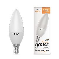 Лампа Gauss Basic Свеча 5,5W 400lm 3000K E14 (3 лампы в упаковке) LED 1/40