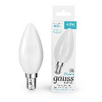 Лампа Gauss Basic Filament Свеча 4,5W 400lm 4100К Е14 milky LED 1/10/50