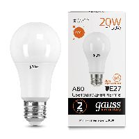 Лампа Gauss Elementary A60 20W 1520lm 3000K E27 LED 1/10/50