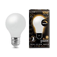 Лампа Gauss Filament А60 10W 820lm 2700К Е27 milky диммируемая LED 1/10/40