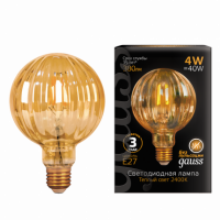 Лампа Gauss Filament G100 4W 380lm 2400К Е27 golden Baloon LED 1/20