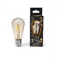 Лампа Gauss Filament ST64 6W 620lm 2400К Е27 golden диммируемая LED 1/10/40