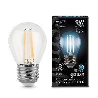 Лампа Gauss Filament Шар 9W 710lm 4100К Е27 LED 1/10/50