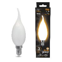 Лампа Gauss Filament Свеча на ветру 9W 590lm 3000К Е14 milky LED 1/10/50