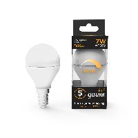 Лампа Gauss LED Шар-dim E14 7W 560lm 3000К диммируемая 1/10/100