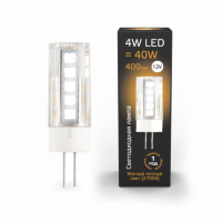 Лампа Gauss G4 12V 4W 400lm 2700K керамика LED 1/10/200