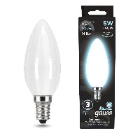 Лампа Gauss Filament Свеча 5W 450lm 4100К Е14 milky LED 1/10/50