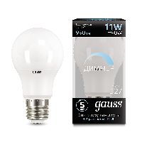 Лампа Gauss A60 11W 990lm 4100К E27 диммируемая LED 1/10/50