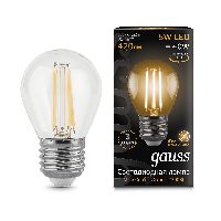 Лампа Gauss Filament Шар 5W 420lm 2700К Е27 LED 1/10/50