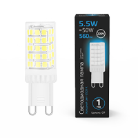 Лампа Gauss G9 AC185-265V 5,5W 560lm 6500K керамика LED 1/10/200