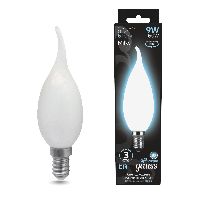 Лампа Gauss Filament Свеча на ветру 9W 610lm 4100К Е14 milky LED 1/10/50