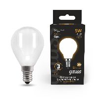 Лампа Gauss Filament Шар 5W 420lm 2700К Е14 milky LED 1/10/50