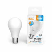 Лампа Gauss Basic A60 9,5W 820lm 3000K-4000K-6500K Е27 изм.цвет.темп. LED 1/10/50