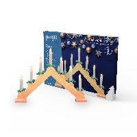 Светильник светодиодный "Новогодняя горка" Gauss серия Holiday, 7 LED свечей, 0,1W*7, тёплый свет, дерево, новогодний декор, батарейки в комплекте, 1/12