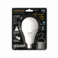 Лампа Gauss A60 8W 490lm 4100K E27 с Li-Ion аккумулятором LED 1/25