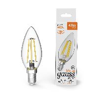 Лампа Gauss Basic Filament Свеча 4,5W 400lm 2700К Е14 LED 1/10/50