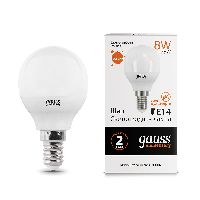 Лампа Gauss Elementary Шар 8W 520lm 3000K Е14 LED 1/10/100