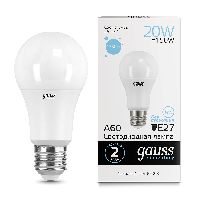 Лампа Gauss Elementary A60 20W 1750lm 6500K E27 LED 1/10/50