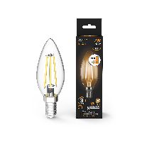 Лампа Gauss Filament Свеча 7W 550lm 2700К Е14 шаг. диммирование LED 1/10/50