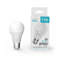 Лампа Gauss Basic A60 9,5W 820lm 4100K E27 LED 1/10/50