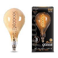 Лампа Gauss Filament А160 8W 620lm 2400К Е27 golden flexible LED 1/6 Лампа Gauss Filament А160 8W 620lm 2400К Е27 golden flexible LED 1/6