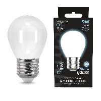Лампа Gauss Filament Шар 9W 610lm 4100К Е27 milky LED 1/10/50