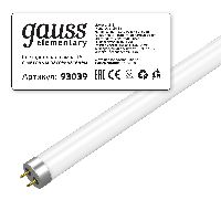 Лампа Gauss Elementary T8 20W 1600lm 6500K G13 1200mm стекло LED 1/30