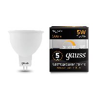 Лампа Gauss MR16 5W 500lm 3000K GU5.3 диммируемая LED 1/10/100