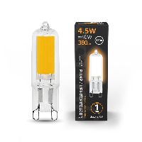 Лампа Gauss G9 AC220-240V 4.5W 380lm 3000K стекло LED 1/10/200