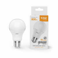 Лампа Gauss Basic A60 9,5W 800lm 3000K Е27 LED 1/10/50