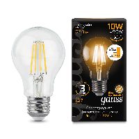 Лампа Gauss Filament А60 10W 930lm 2700К Е27 шаг. диммирование LED 1/10/40