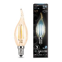 Лампа Gauss Filament Свеча на ветру 5W 420lm 4100К Е14 golden LED 1/10/50