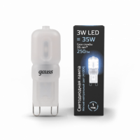 Лампа Gauss G9 AC220-240V 3W 250lm 4100K пластик LED 1/10/200