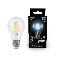 Лампа Gauss Filament А60 6W 630lm 4100К Е27 LED 1/10/40