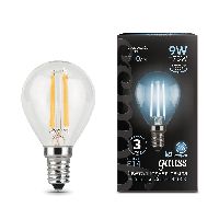Лампа Gauss Filament Шар 9W 710lm 4100К Е14 LED 1/10/50