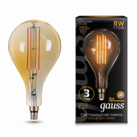 Лампа Gauss Filament А160 8W 780lm 2400К Е27 golden straight LED 1/6 Лампа Gauss Filament А160 8W 780lm 2400К Е27 golden straight LED 1/6