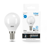Лампа Gauss Elementary Шар 10W 750lm 6500K Е27 LED 1/10/100