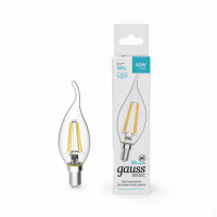 Лампа Gauss Basic Filament Свеча на ветру 4,5W 420lm 4100К Е14 LED 1/10/50