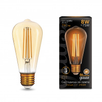 Лампа Gauss Filament ST64 8W 740lm 2400К Е27 golden LED 1/10/40 Лампа Gauss Filament ST64 8W 740lm 2400К Е27 golden LED 1/10/40