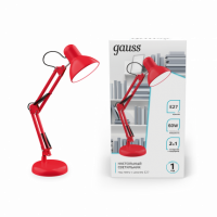 Светильник настольный Gauss модель GTL002 60W 220-240V E27 красный струбцина и основание 1/12
