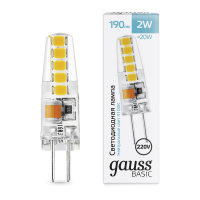Лампа Gauss Basic G4 AC220-240V 2W 190lm 4100K силикон LED 1/20/200